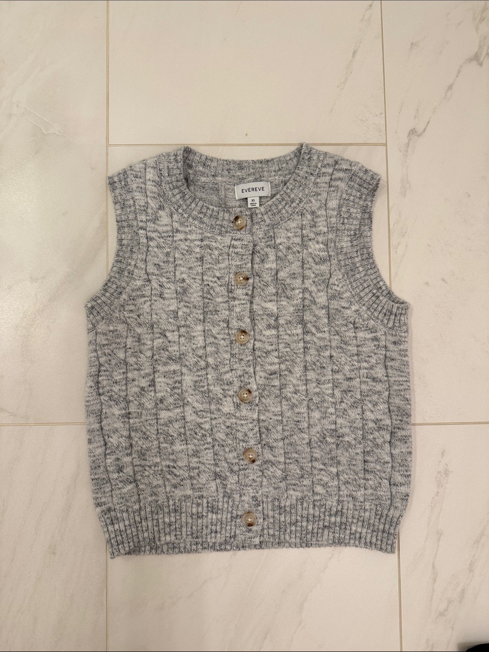 Evereve Grey Marled Knit Button-Front Sweater Vest